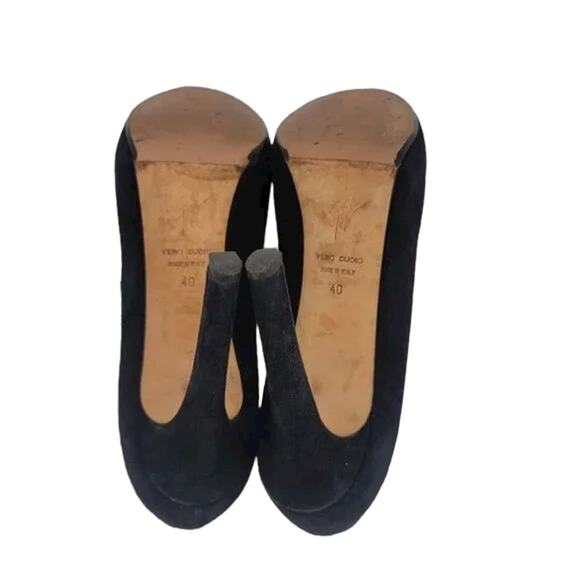Giuseppe Zannoti Black Suede Round Toe Slip On Platform Heels EUR 40 US 10 - Picture 3 of 7